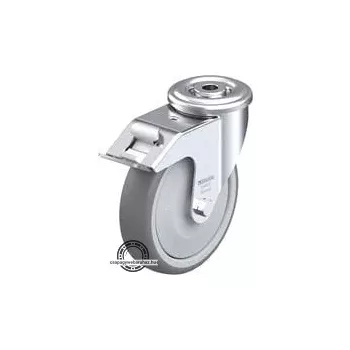   LER-TPA 127KF-FI BLICKLE Acéllemez forgóvillás görgő hátfurattal, stop-fix fékkel, Kerék termoplasztikus gumi futófelülettel, polipropilén felnivel, műanyag porvédővel