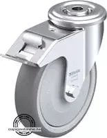 LER-TPA 127KF-FI BLICKLE Acéllemez forgóvillás görgő hátfurattal, stop-fix fékkel, Kerék termoplasztikus gumi futófelülettel, polipropilén felnivel, műanyag porvédővel