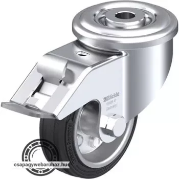   LER-VE 80R-FI BLICKLE Acéllemez forgóvillás görgő hátfurattal, stop-fix fékkel, Kerék standard tömörgumi abronccsal, acéllemez felnivel