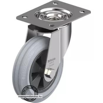   LEX-VPP 150G-SG BLICKLE Rozsdamentes forgóvillás görgő talplemezzel, Kerék standard tömörgumi abronccsal, kerék tömörgumi abronccsal, műanyag felnivel, nyommentes, szürke