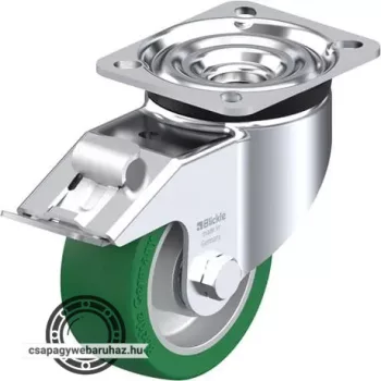  LK-ALST 100K-1-FI BLICKLE Acéllemez forgóvillás görgő, Extraerős kivitel, stop-fix fékkel, nagy teherbírású kerék Blickle Softhane® Soft poliuretán futófelülettel, alumíniumfelnivel