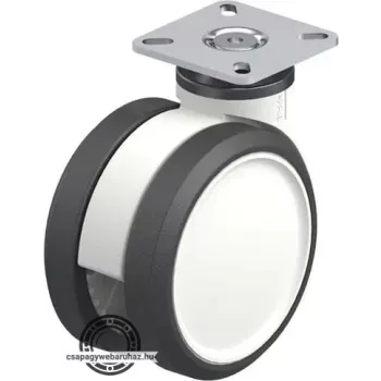   LKDG-PUA 100G-P23 BLICKLE Műanyag forgóvillás ikergörgő, szín világosszürke, talplemezzel, kerék termoplasztikus poliuretán futófelülettel, poliamid felnivel