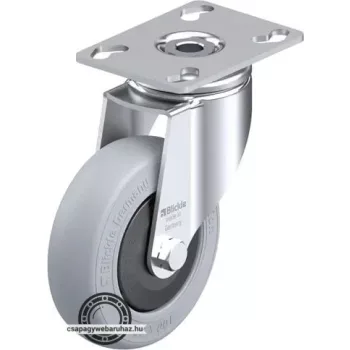   LKPA-POES 102KF-SG BLICKLE Forgóvillás műszerkocsigörgő talplemezzel, Kerék „Blickle SoftMotion” lágygumi abronccsal, poliamid felnivel, nyommentes, szürke, nagyméretű műanyag porvédővel