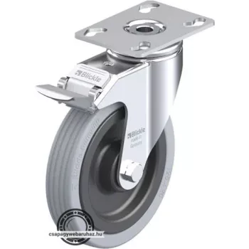   LKPA-VPA 125K-FI BLICKLE Forgóvillás műszerkocsigörgő talplemezzel, stop-fix fékkel, Kerék tömörgumi abronccsal, műanyag felnivel