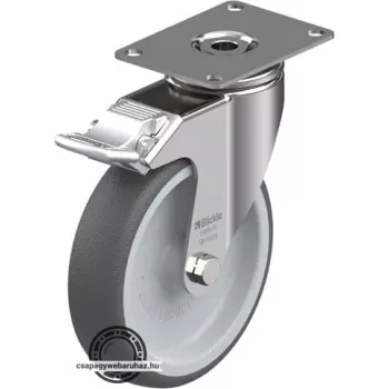   LKPXA-PATH 126G-26-FI BLICKLE Rozsdamentes forgóvillás műszerkocsigörgő talplemezzel, stop-fix fékkel, kerék termoplasztikus poliuretán futófelülettel, poliamid felnivel