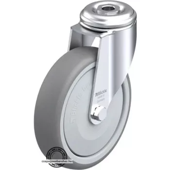   LKRA-TPA 126KF Forgóvillás műszerkocsigörgő hátfurattal, Kerék termoplasztikus gumi futófelülettel, polipropilén felnivel, nagyméretű műanyag porvédővel