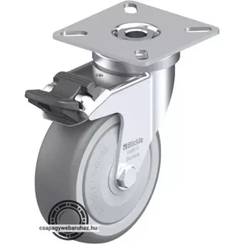   LPA-TPA 75KF-FI BLICKLE Forgóvillás műszerkocsigörgő talplemezzel, stop-fix fékkel, Kerék termoplasztikus gumi futófelülettel, polipropilén felnivel, nagyméretű műanyag porvédővel