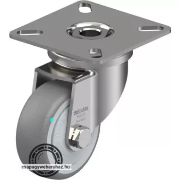   LPXA-TPA 50KFS BLICKLE Rozsdamentes forgóvillás műszerkocsigörgő talplemezzel, Kerék termoplasztikus gumi futófelülettel, polipropilén felnivel, nagyméretű műanyag porvédővel,  kiegészítő golyóscsapágyas tömítéssel