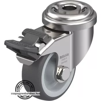   LRXA-PATH 50G-FI BLICKLE Rozsdamentes forgóvillás műszerkocsigörgő hátfurattal, stop-fix fékkel, Kerék termoplasztikus poliuretán futófelülettel, poliamid felnivel