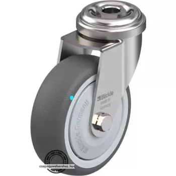   LRXA-PATH 75KFD BLICKLE Rozsdamentes forgóvillás műszerkocsigörgő hátfurattal, Kerék termoplasztikus poliuretán futófelülettel, poliamid felnivel, nagyméretű műanyag porvédővel, kiegészítő golyóscsapágyas tömítéssel