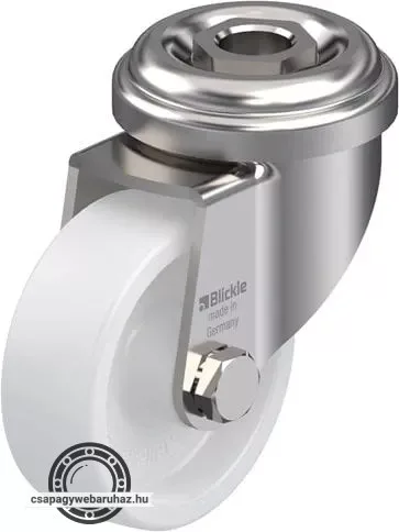 LRXA-PO 50G BLICKLE Rozsdamentes forgóvillás műszerkocsigörgő hátfurattal, Kerék poliamidból