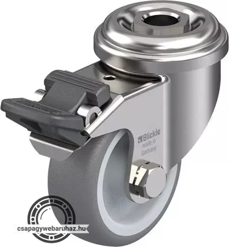 LRXA-TPA 50G-FI BLICKLE Rozsdamentes forgóvillás műszerkocsigörgő hátfurattal, stop-fix fékkel, Kerék termoplasztikus gumi futófelülettel, polipropilén felnivel