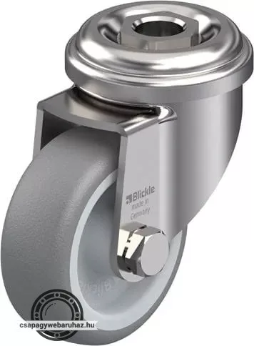 LRXA-TPA 50G BLICKLE Rozsdamentes forgóvillás műszerkocsigörgő hátfurattal, termoplasztikus gumi futófelülettel, polipropilén felnivel