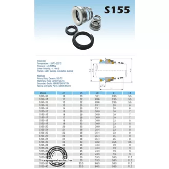 S155/32 32x46x30/43,3x9 csúszógyűrűs tömítés