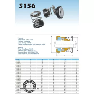 S156/10 10x20x23/22x6,5 csúszógyűrűs tömítés