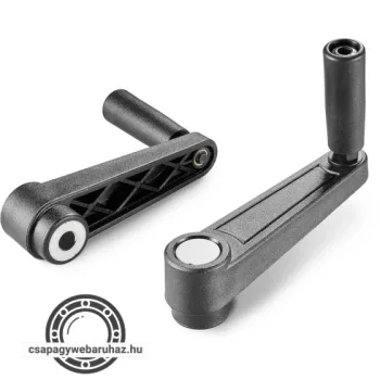   Tekerőkar E216 furattáv:110/138mm  ,anya kivitel , M10X28 , forgattyús fogantyú sima furatú betéttel és forgó fogantyúval