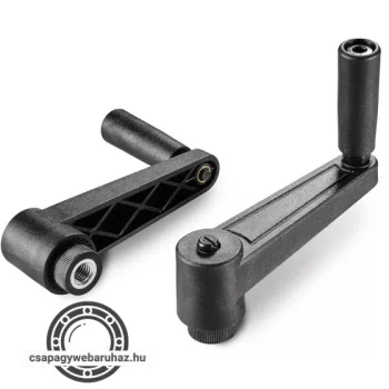   Tekerőkar E518 furattáv:80/108mm  ,anya kivitel , M12X17 , beosztásos forgattyús fogantyú menetes betéttel és forgó fogantyúval