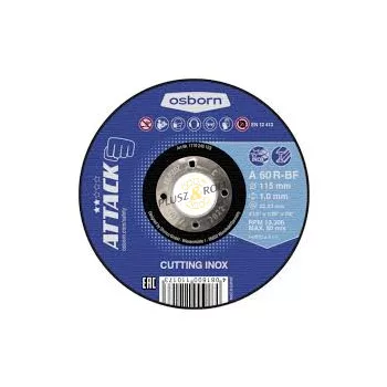   Vágókorong 115X1,0X22,23 ATTACK A 60 R  , 1 mm vastag egyenes vágókorong acélhoz és rozsdamentes acélhoz